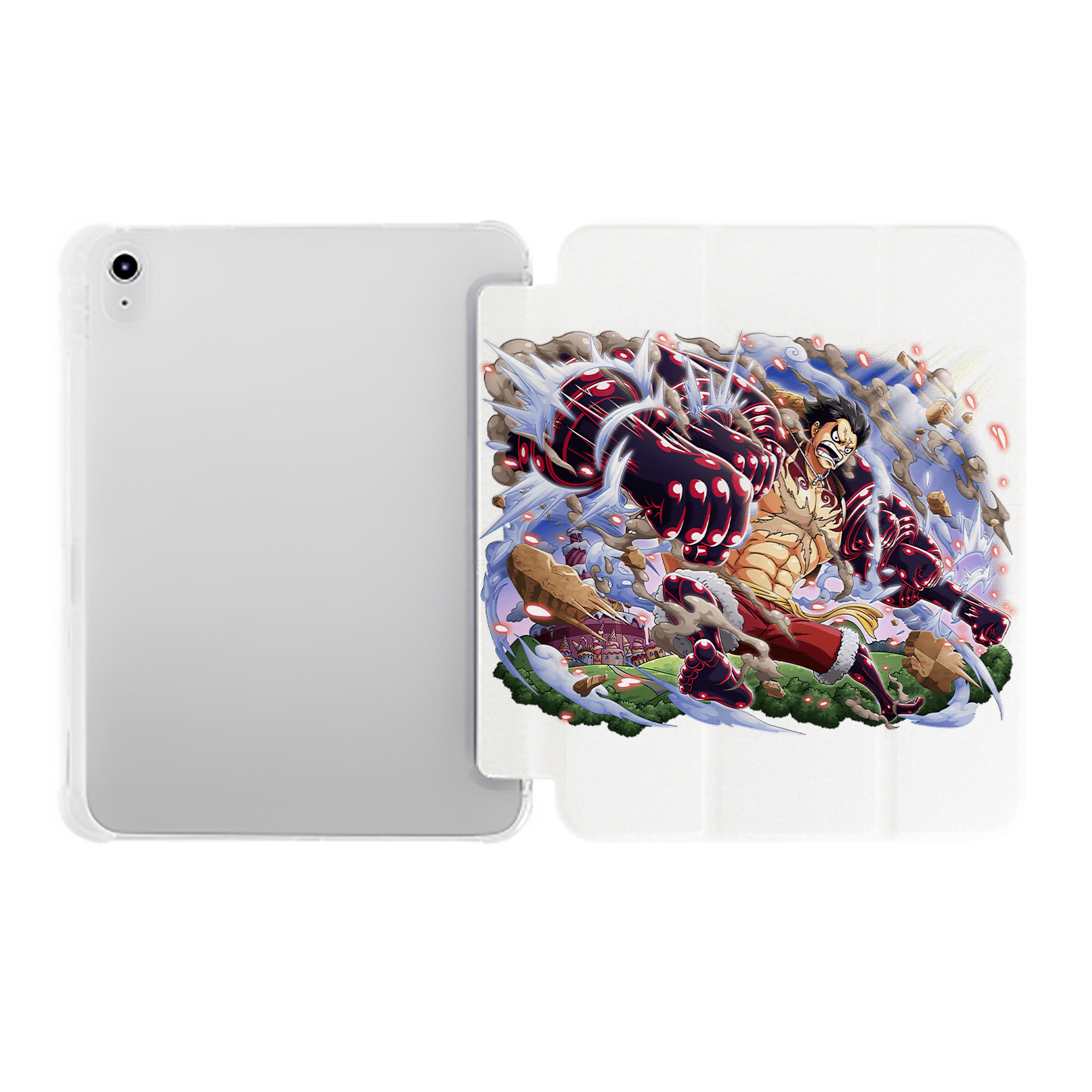 （画像用） ワンピース モンキー・D・ルフィ ONE PIECE Monkey D. Luffy IPad ケース ペン収納付き 三つ折りスタンド PUレザー×シリコン 対応機種9.5/10.5/10.9インチ